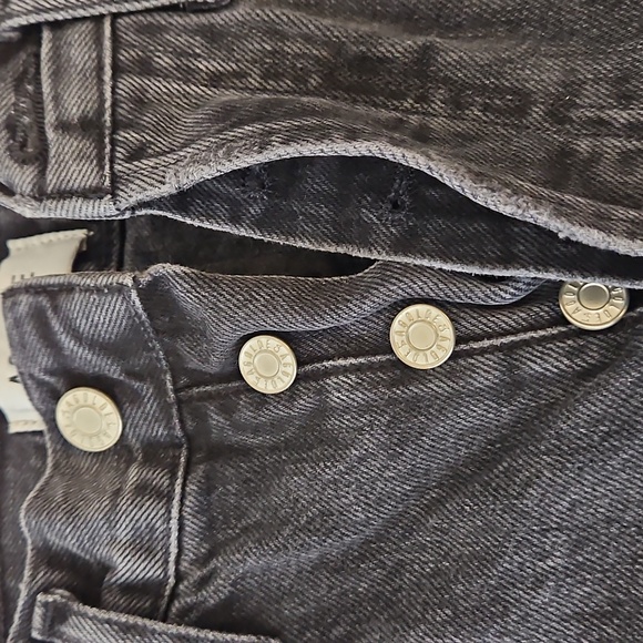 AGOLDE Black High Rise Button Fly Distressed Ankle Jeans Size 24 - Picture 3 of 8